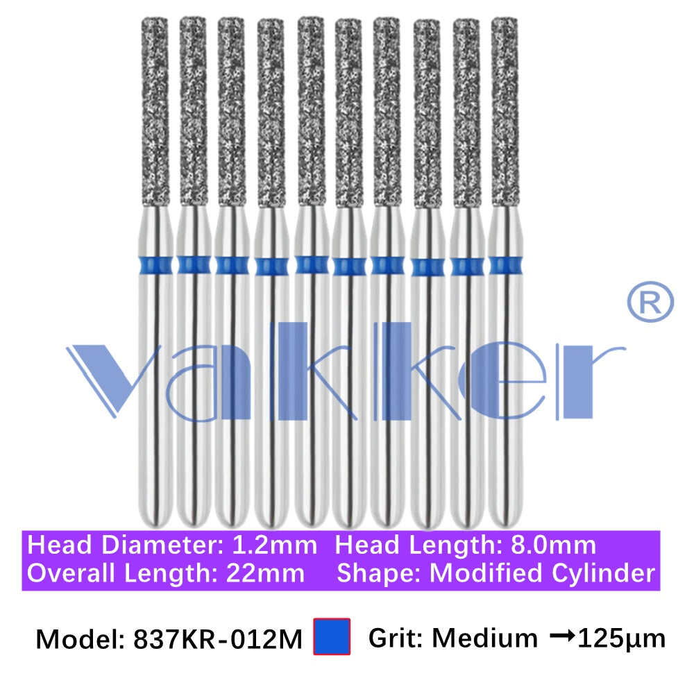 Vakker® Modified Cylinder/ Cylinder Rounded Shoulder Diamond Burs 10/pk