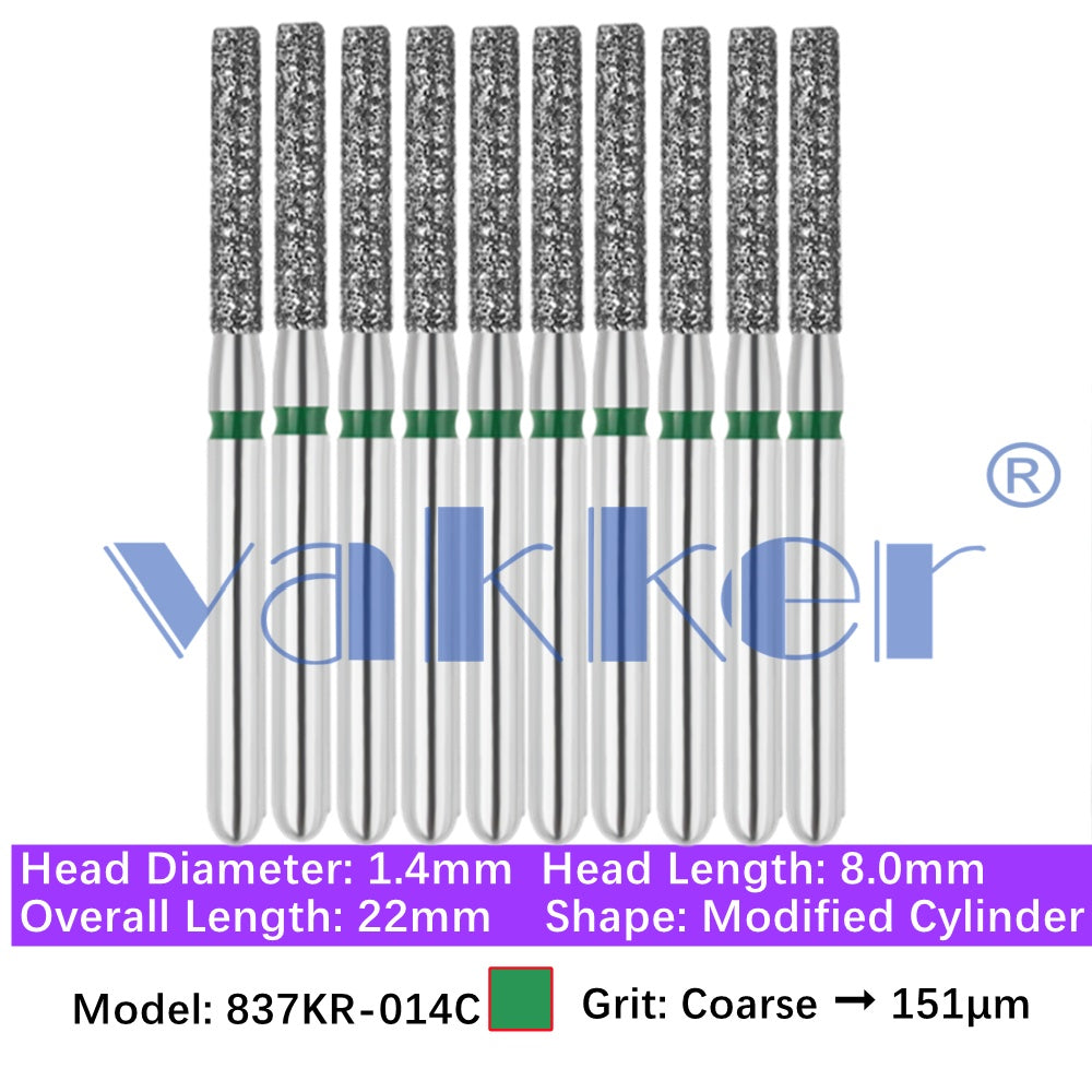 Vakker® Modified Cylinder/ Cylinder Rounded Shoulder Diamond Burs 10/pk