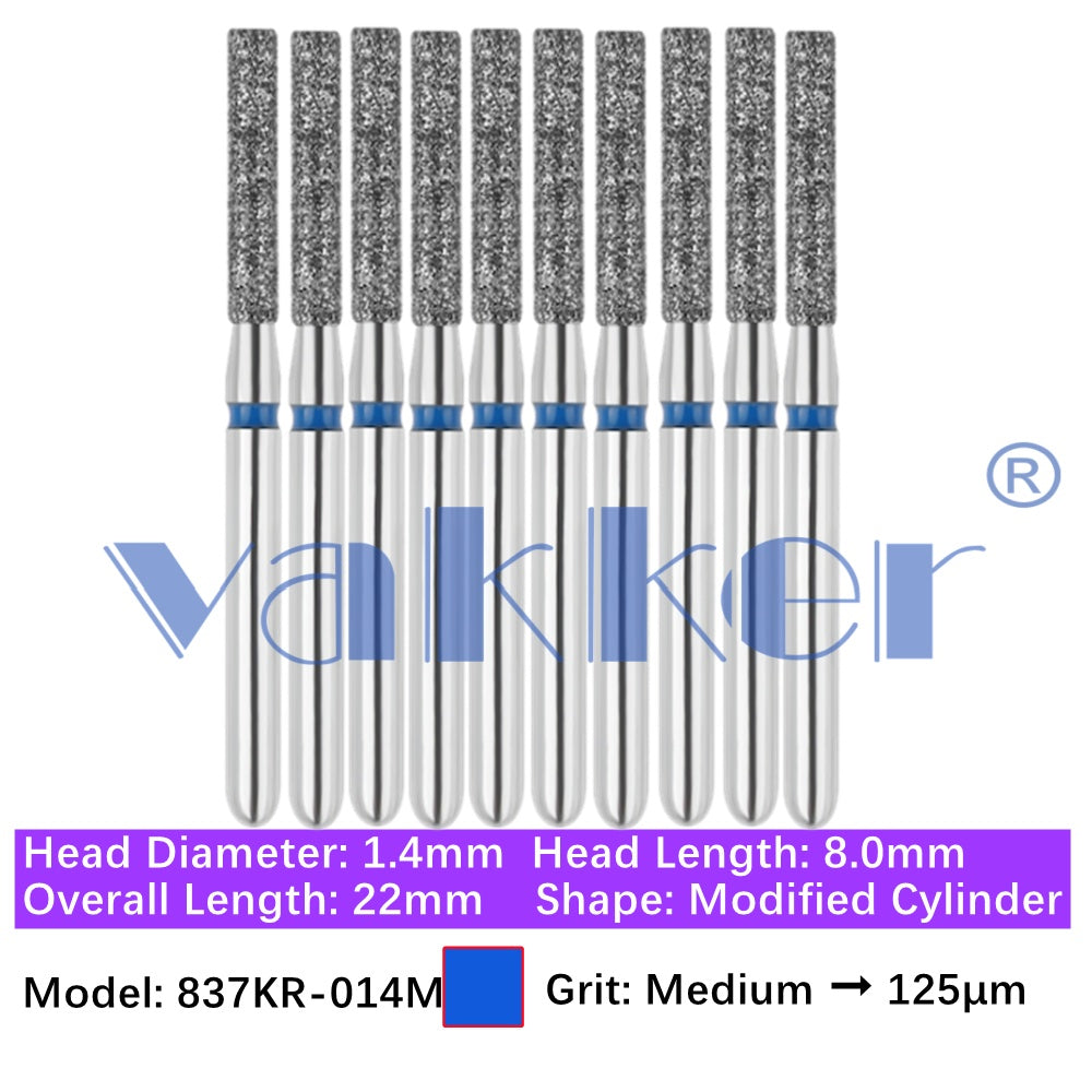 Vakker® Modified Cylinder/ Cylinder Rounded Shoulder Diamond Burs 10/pk