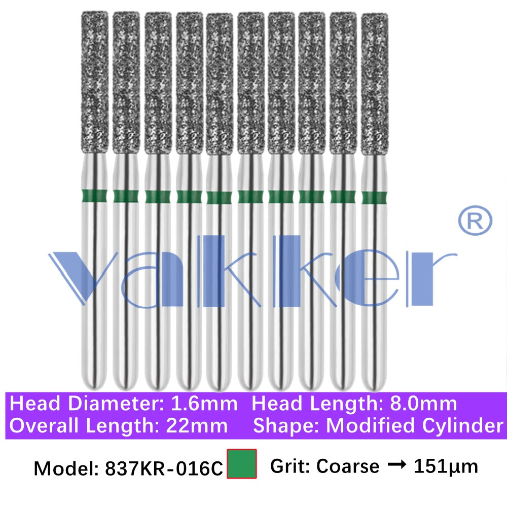 Vakker® Modified Cylinder/ Cylinder Rounded Shoulder Diamond Burs 10/pk