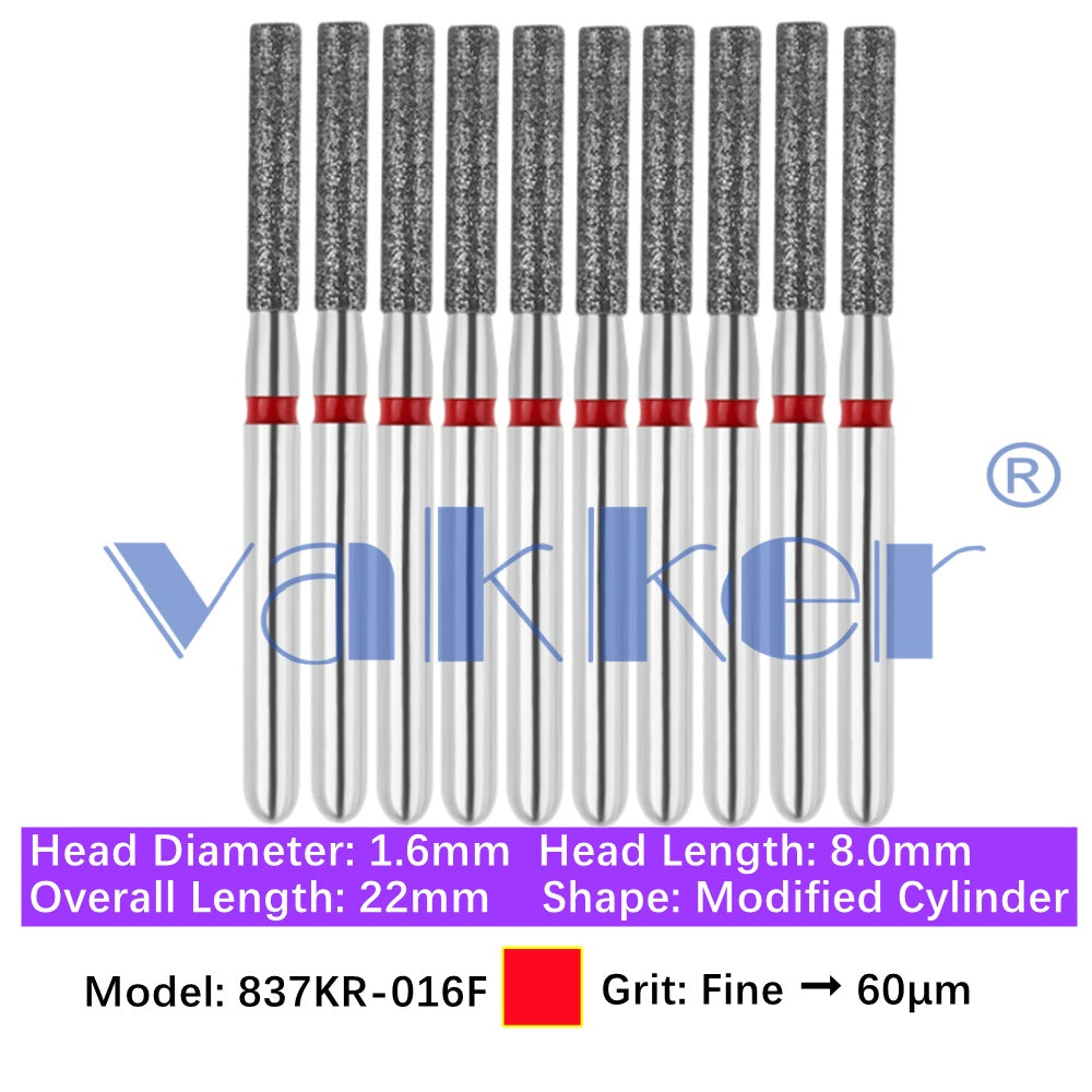 Vakker® Modified Cylinder/ Cylinder Rounded Shoulder Diamond Burs 10/pk