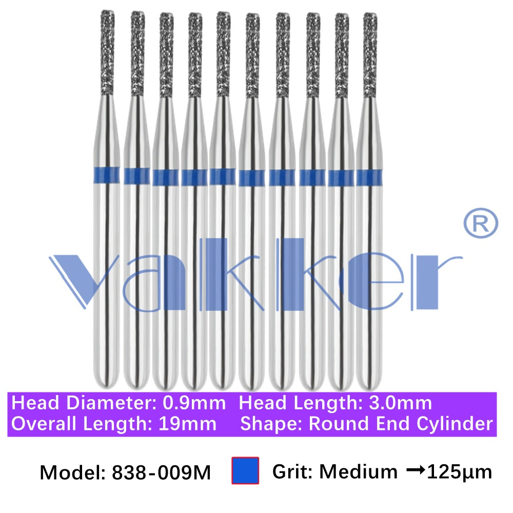 Vakker® Diamond Burs Round End Cylinder Diamond Burs 10/pk