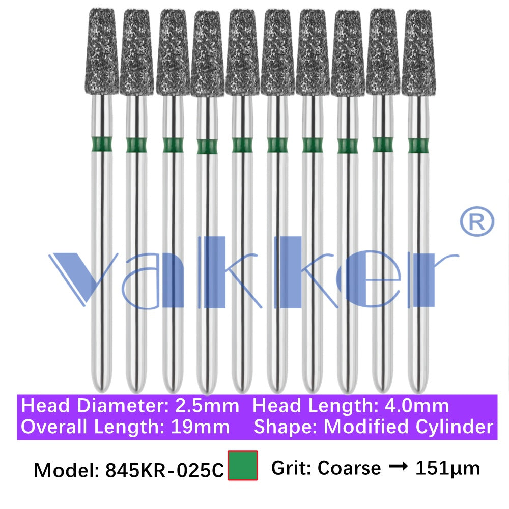 Vakker® Diamond Burs Modified Flat End Taper/Taper Rounded Shoulder Diamond Burs 10/pk