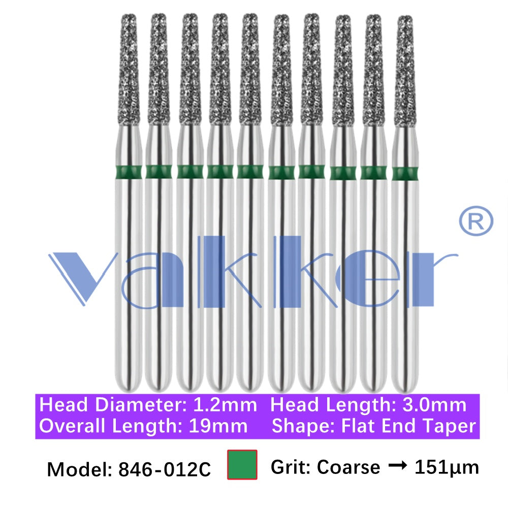 Vakker® Diamond Burs Flat End Taper Diamond Burs 10/pk