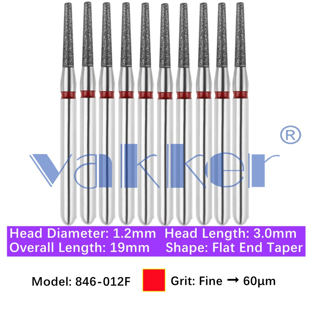 Vakker® Diamond Burs Flat End Taper Diamond Burs 10/pk