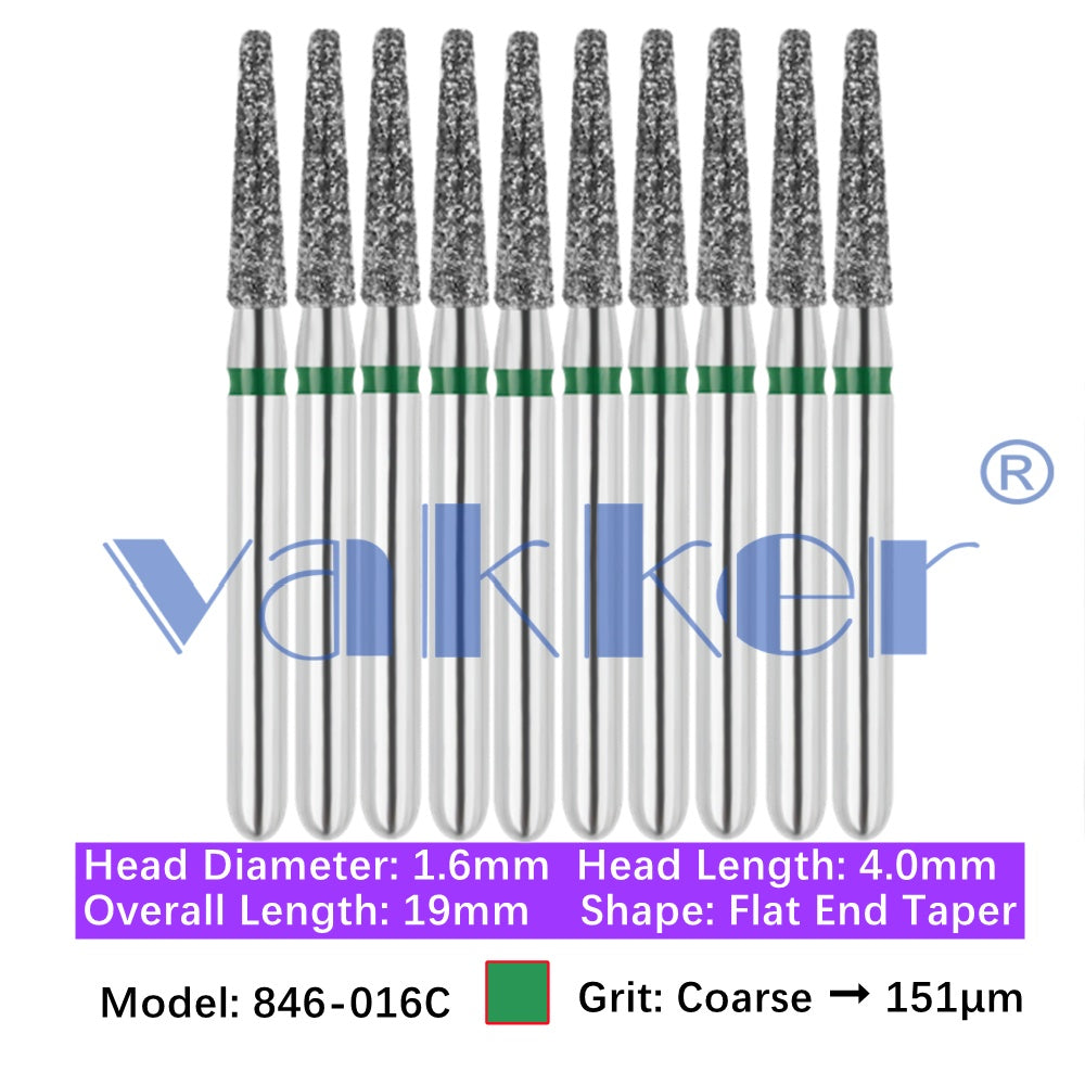 Vakker® Diamond Burs Flat End Taper Diamond Burs 10/pk