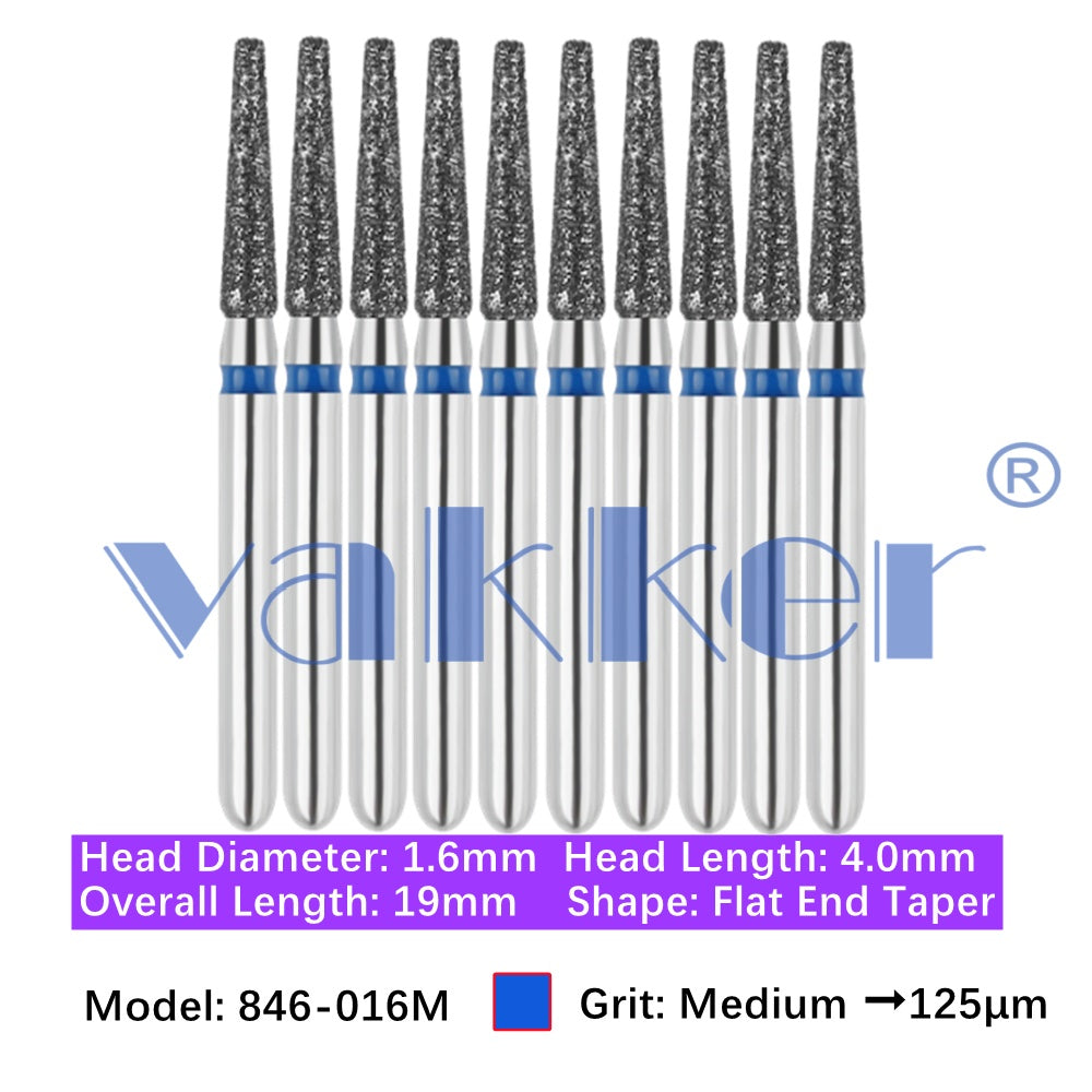 Vakker® Diamond Burs Flat End Taper Diamond Burs 10/pk