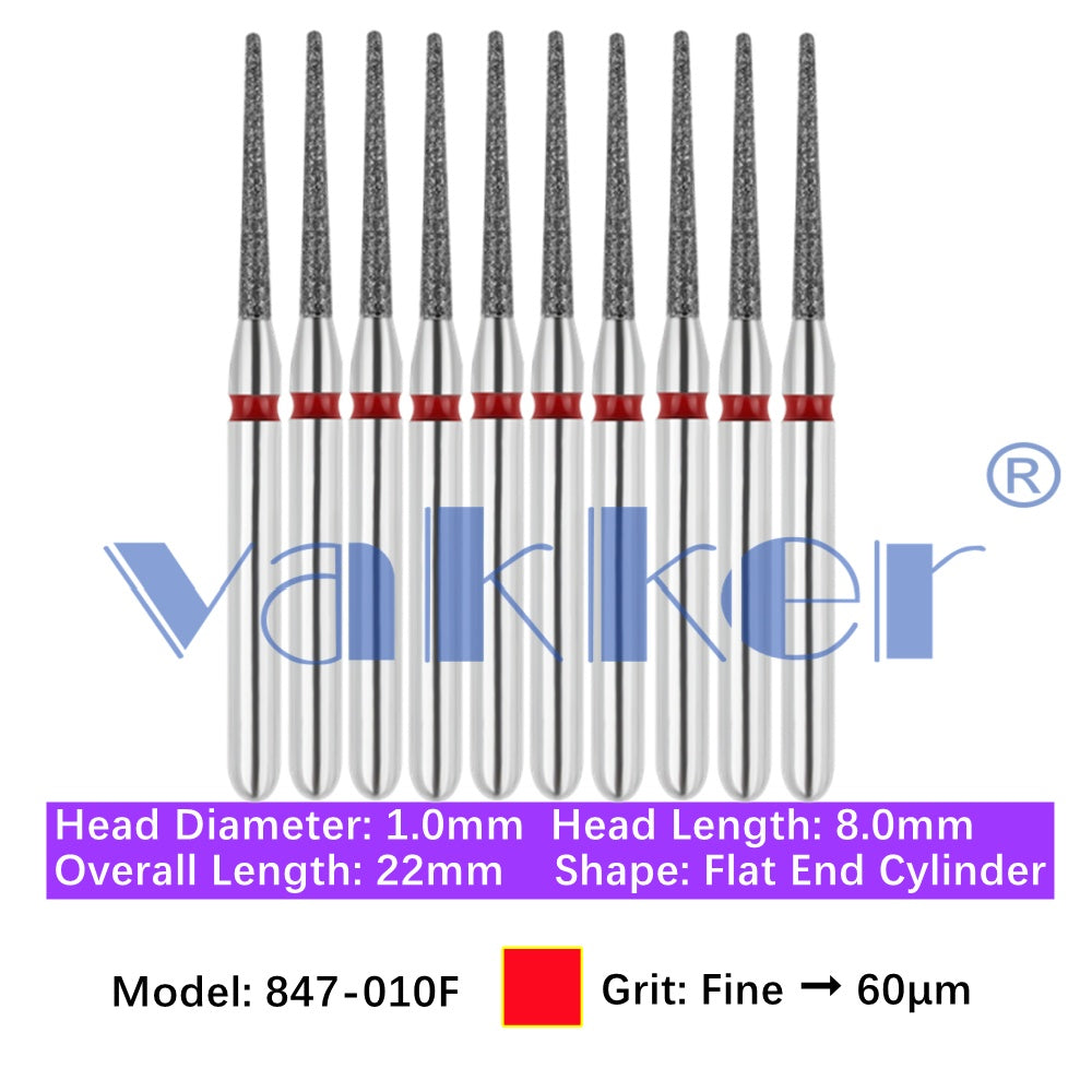 Vakker® Diamond Burs Flat End Taper Diamond Burs 10/pk