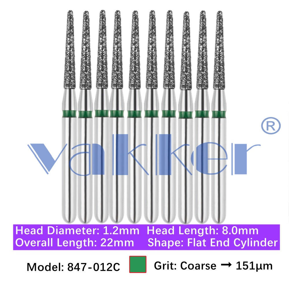 Vakker® Diamond Burs Flat End Taper Diamond Burs 10/pk