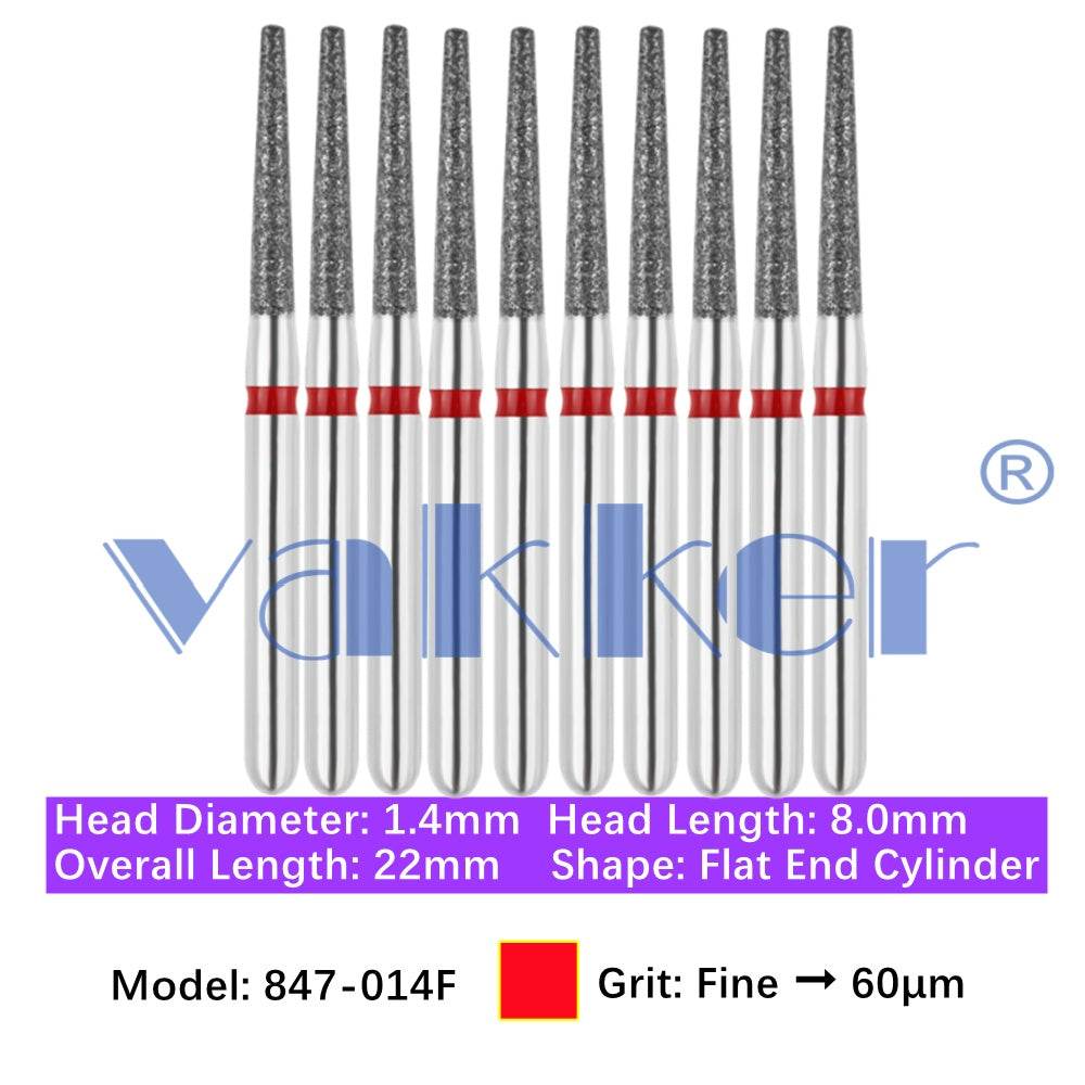 Vakker® Diamond Burs Flat End Taper Diamond Burs 10/pk