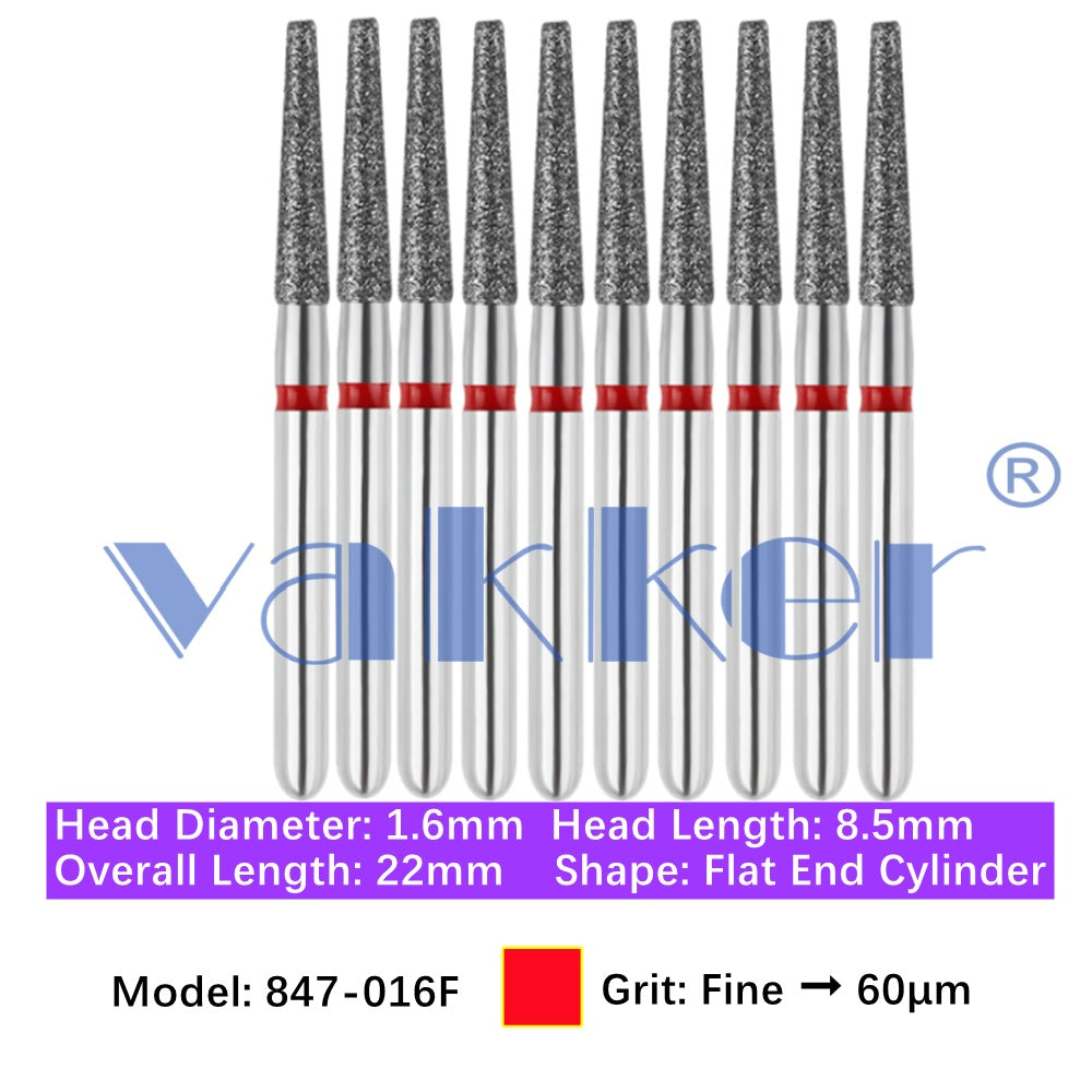 Vakker® Diamond Burs Flat End Taper Diamond Burs 10/pk