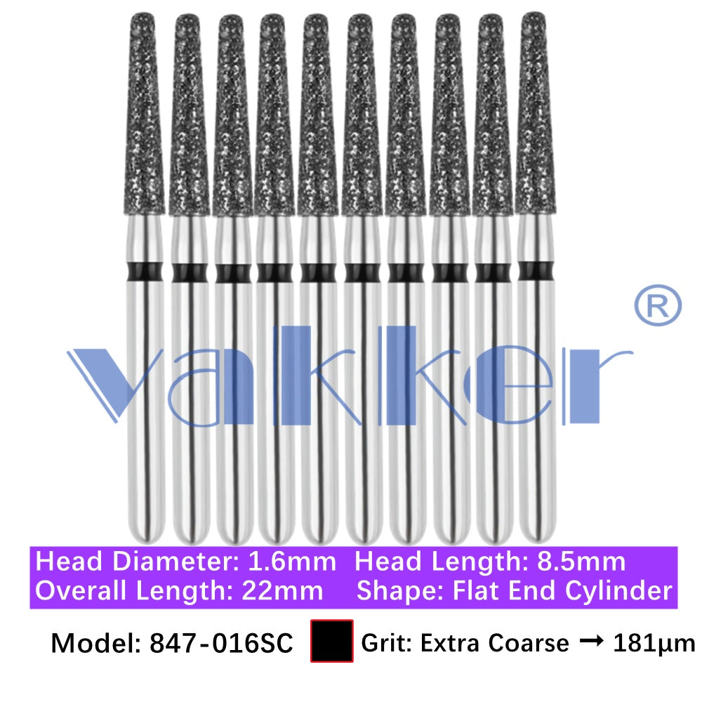 Vakker® Diamond Burs Flat End Taper Diamond Burs 10/pk