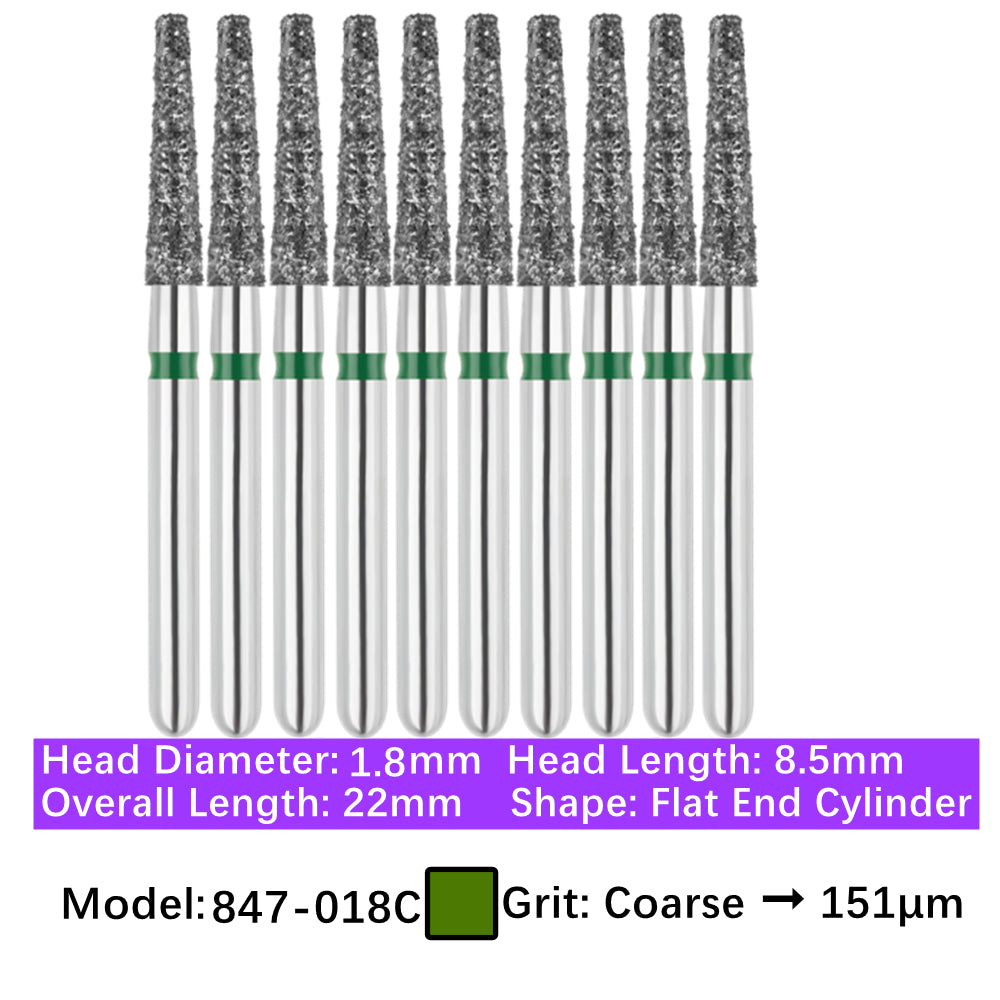 Vakker® Diamond Burs Flat End Taper Diamond Burs 10/pk