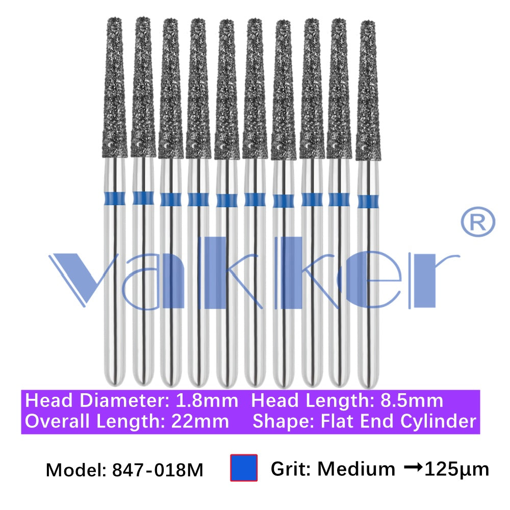 Vakker® Diamond Burs Flat End Taper Diamond Burs 10/pk