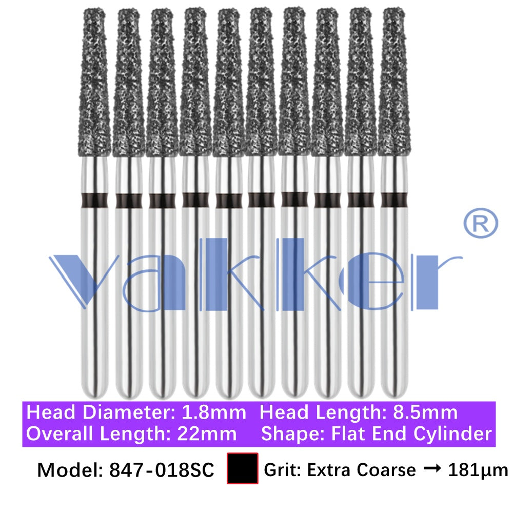 Vakker® Diamond Burs Flat End Taper Diamond Burs 10/pk