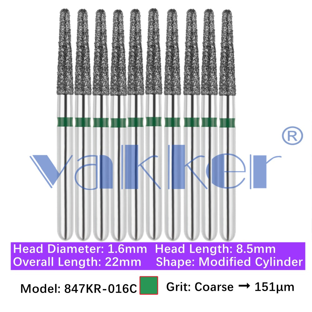 Vakker® Diamond Burs Modified Flat End Taper/Taper Rounded Shoulder Diamond Burs 10/pk