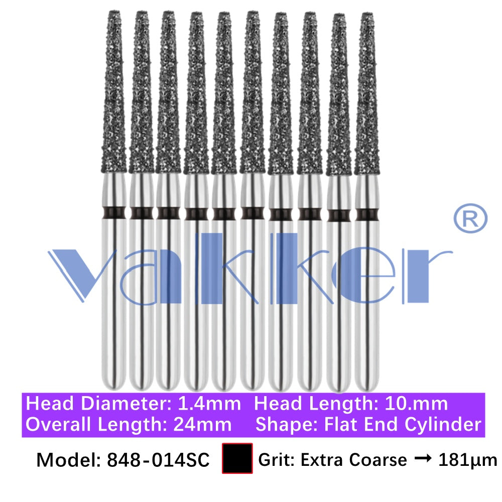 Vakker® Diamond Burs Flat End Taper Diamond Burs 10/pk