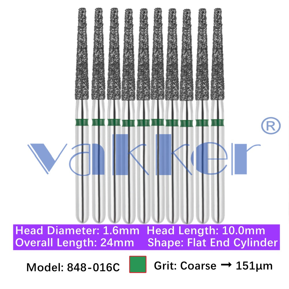 Vakker® Diamond Burs Flat End Taper Diamond Burs 10/pk