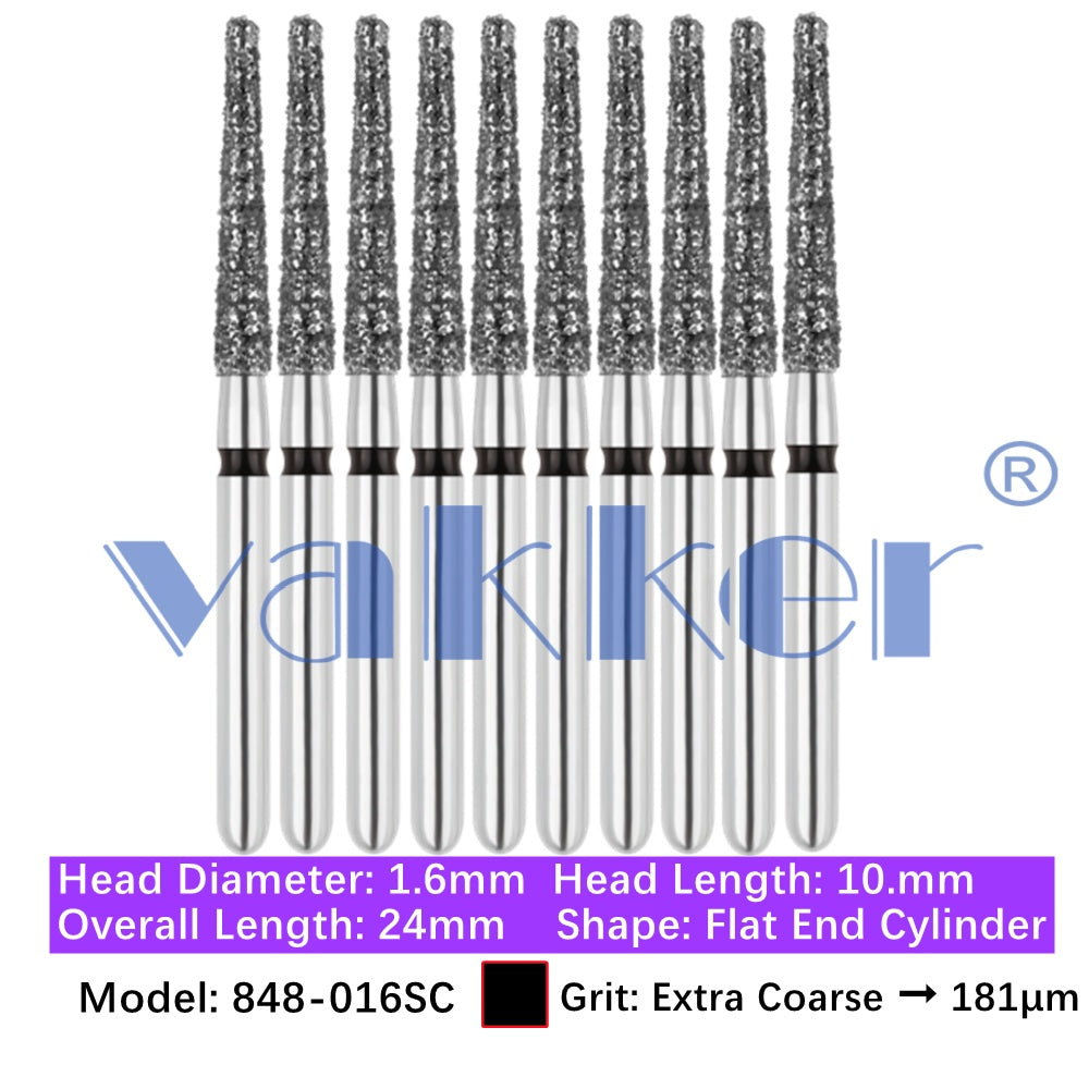 Vakker® Diamond Burs Flat End Taper Diamond Burs 10/pk