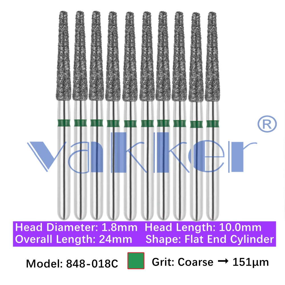 Vakker® Diamond Burs Flat End Taper Diamond Burs 10/pk