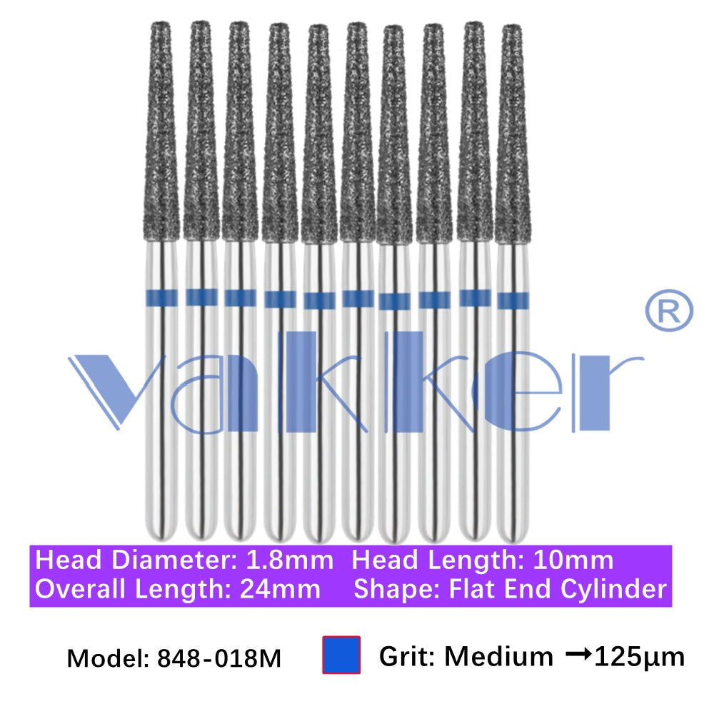 Vakker® Diamond Burs Flat End Taper Diamond Burs 10/pk