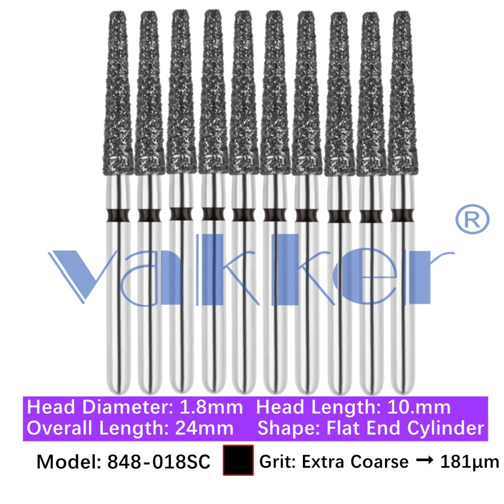 Vakker® Diamond Burs Flat End Taper Diamond Burs 10/pk