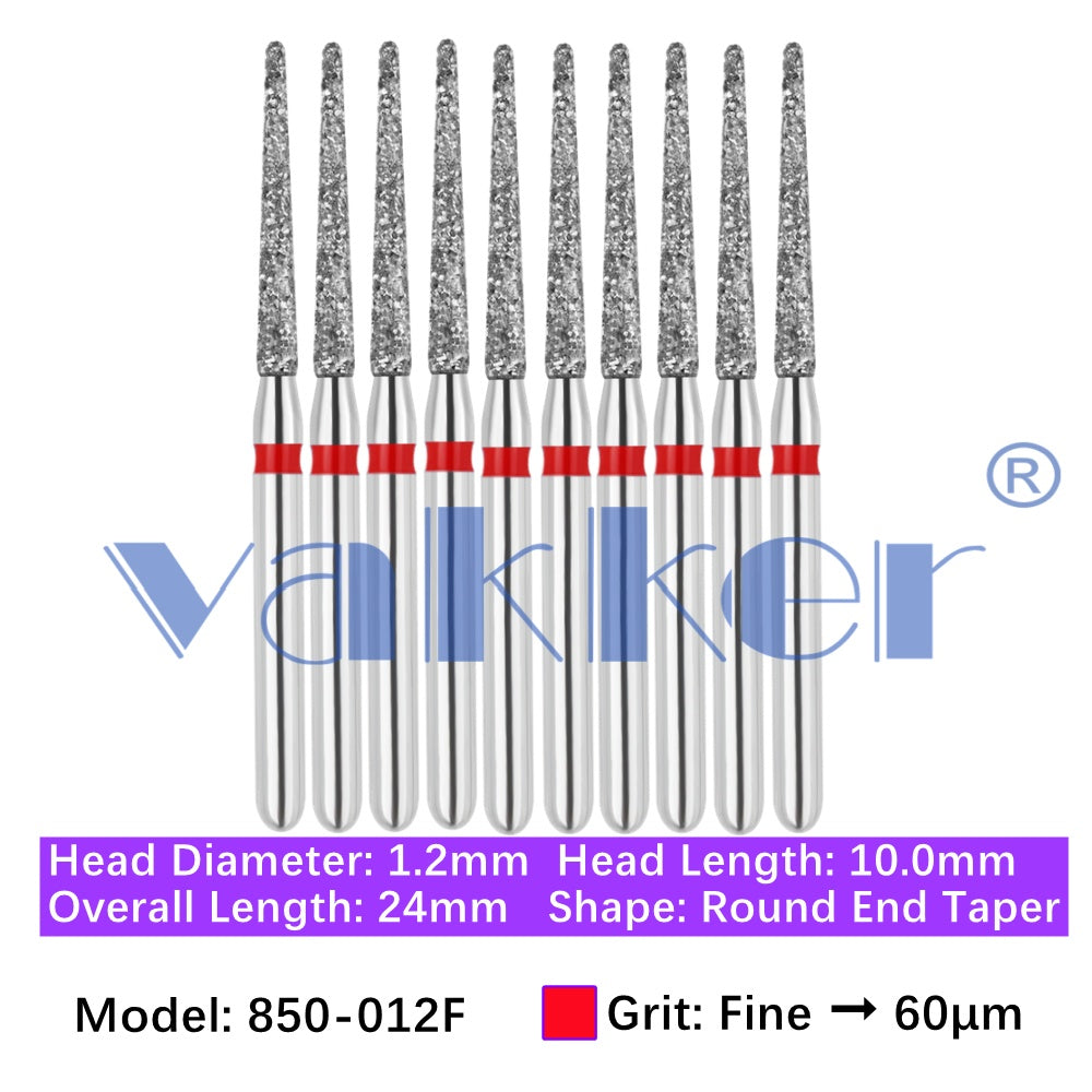 Vakker® Diamond Burs Round/Long Round End Taper Diamond Burs 10/pk