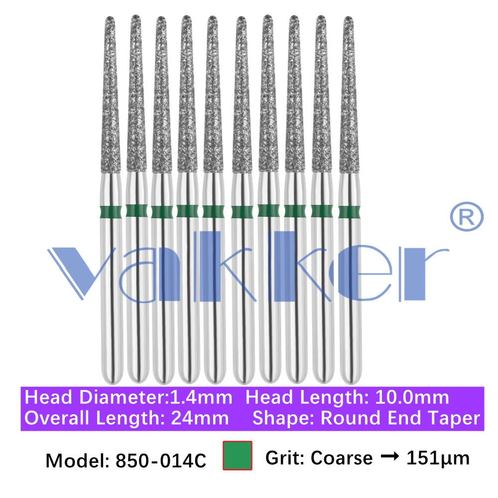 Vakker® Diamond Burs Round/Long Round End Taper Diamond Burs 10/pk