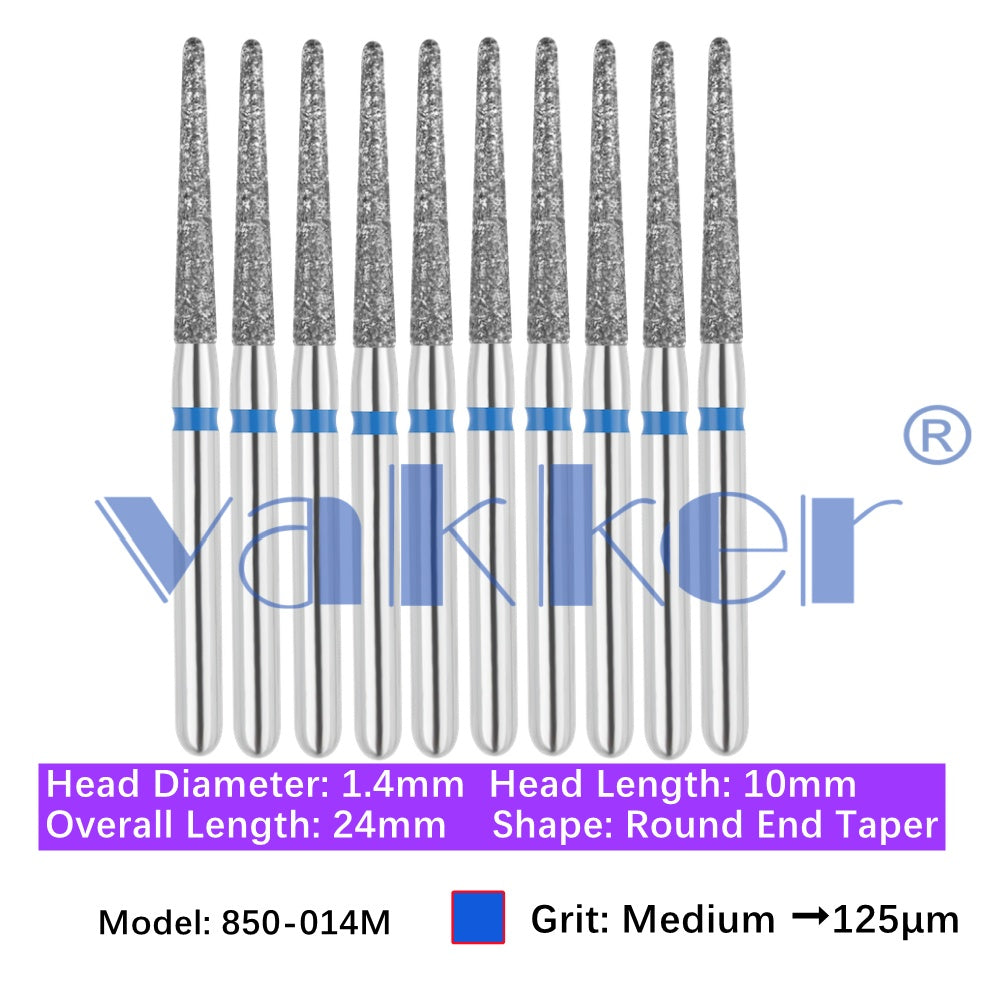 Vakker® Diamond Burs Round/Long Round End Taper Diamond Burs 10/pk