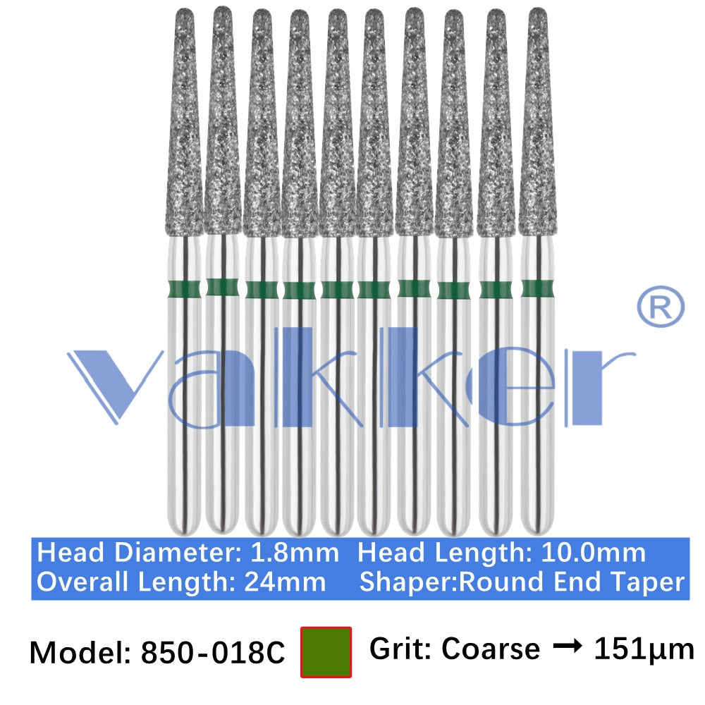 Vakker® Diamond Burs Round/Long Round End Taper Diamond Burs 10/pk