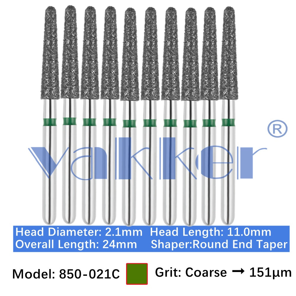 Vakker® Diamond Burs Round/Long Round End Taper Diamond Burs 10/pk