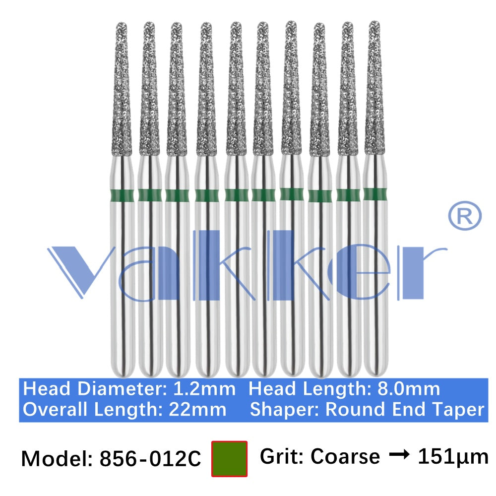 Vakker® Diamond Burs Round/Long Round End Taper Diamond Burs 10/pk