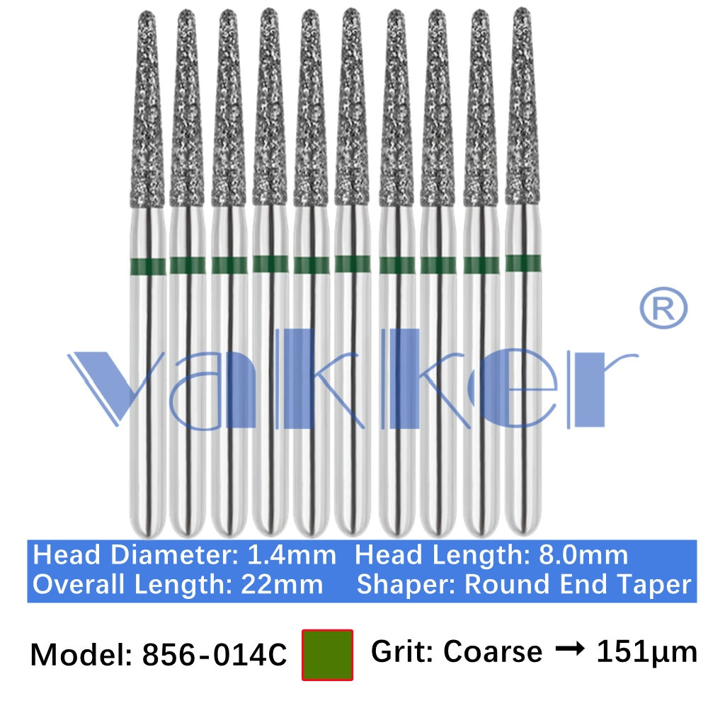 Vakker® Diamond Burs Round/Long Round End Taper Diamond Burs 10/pk