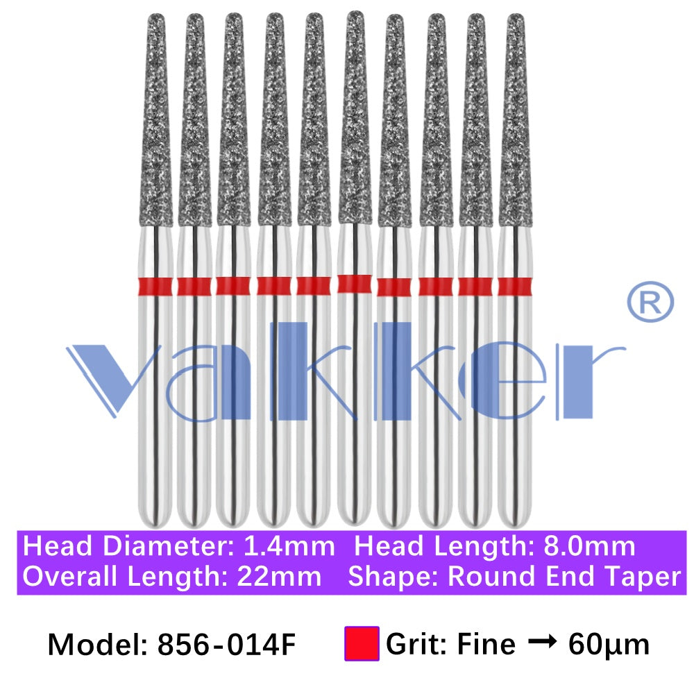 Vakker® Diamond Burs Round/Long Round End Taper Diamond Burs 10/pk