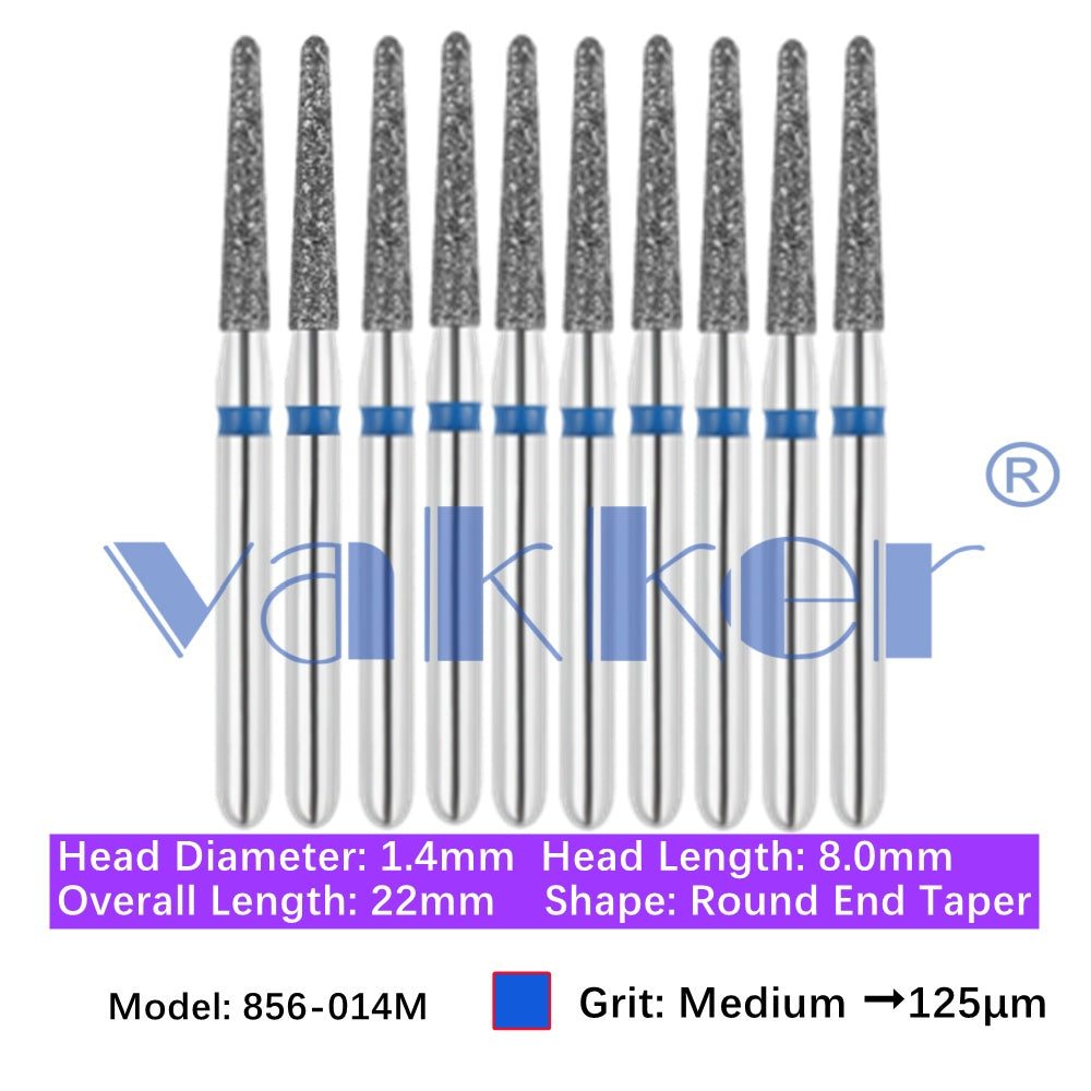 Vakker® Diamond Burs Round/Long Round End Taper Diamond Burs 10/pk