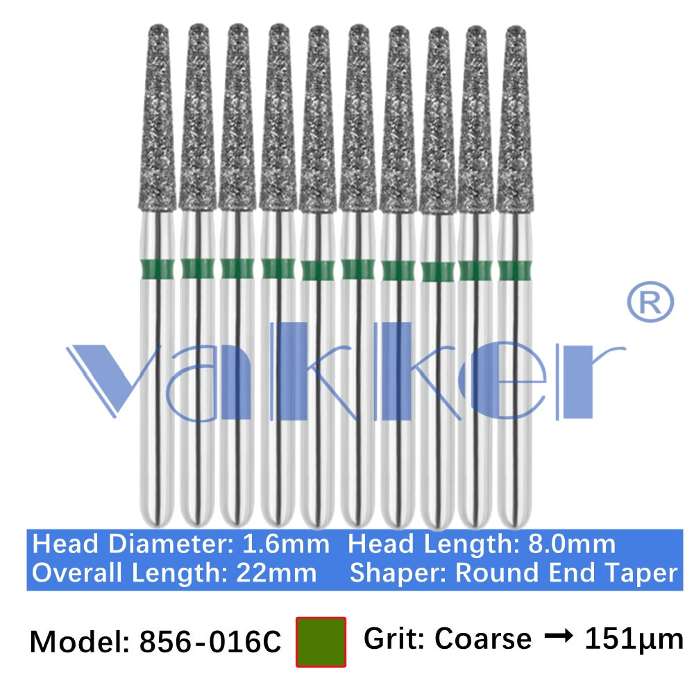 Vakker® Diamond Burs Round/Long Round End Taper Diamond Burs 10/pk