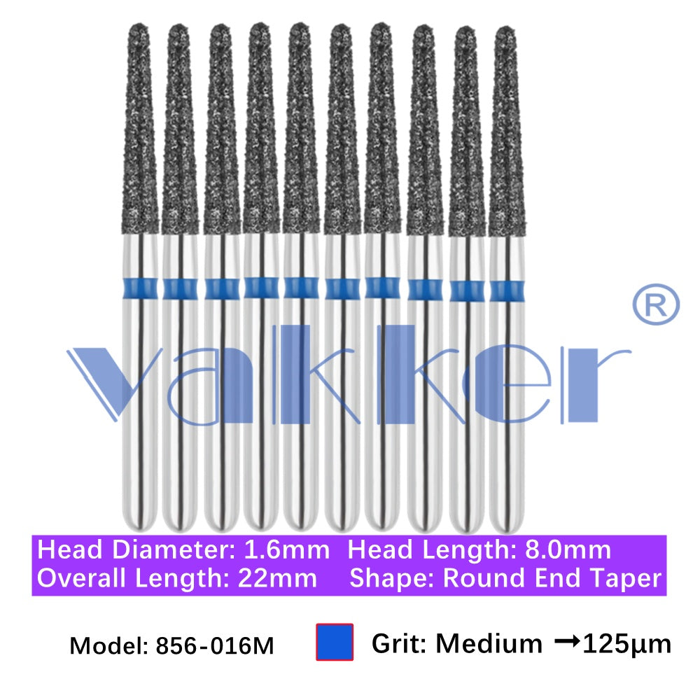 Vakker® Diamond Burs Round/Long Round End Taper Diamond Burs 10/pk