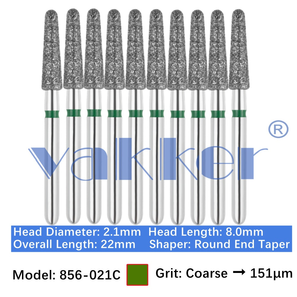 Vakker® Diamond Burs Round/Long Round End Taper Diamond Burs 10/pk