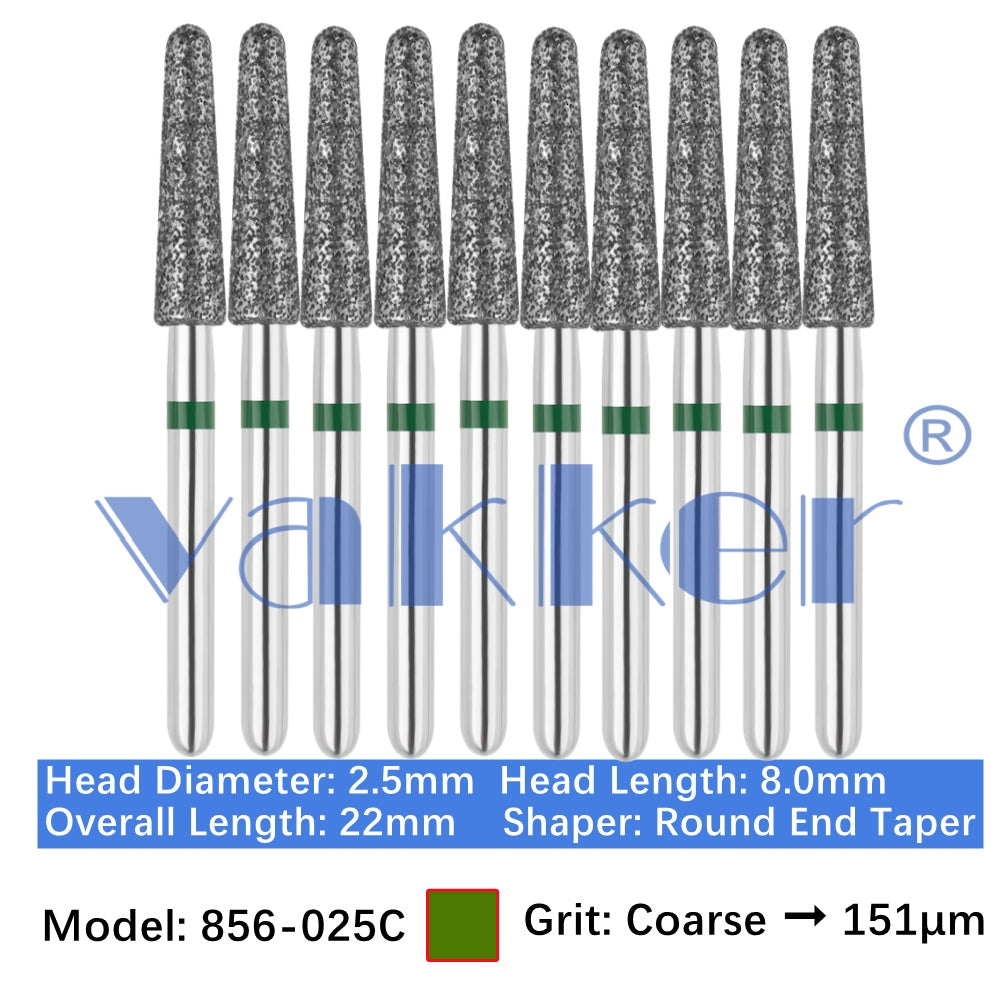 Vakker® Diamond Burs Round/Long Round End Taper Diamond Burs 10/pk