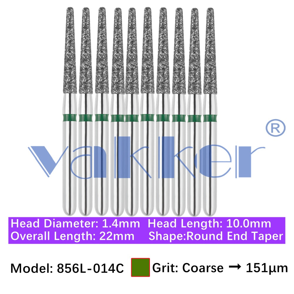 Vakker® Diamond Burs Round/Long Round End Taper Diamond Burs 10/pk