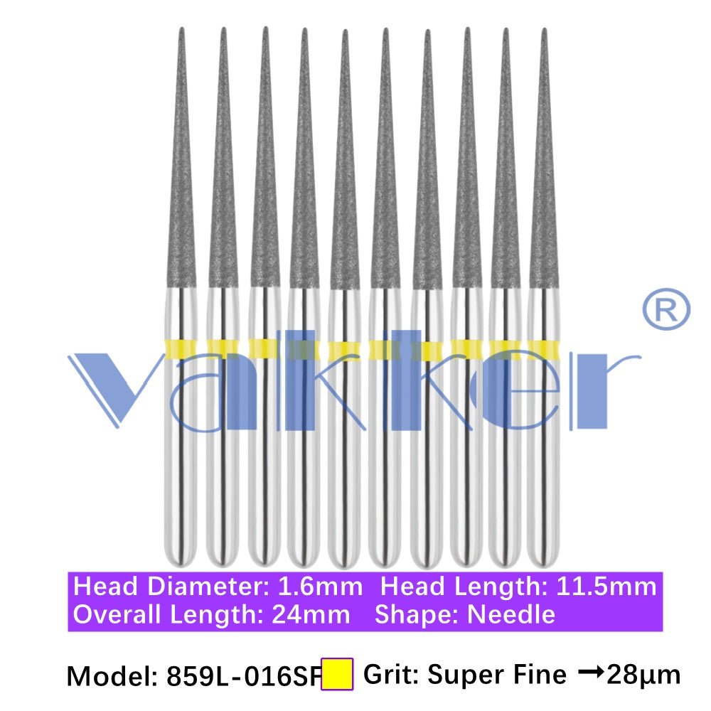 Vakker® Diamond Burs Needle Diamond Burs 10/pk