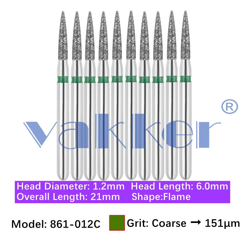 Vakker® Diamond Burs Flame Diamonds 10/pk