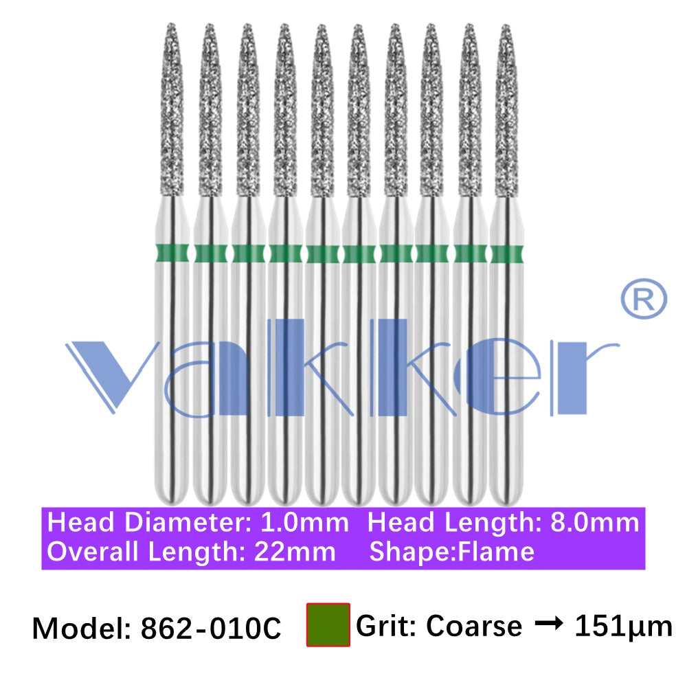 Vakker® Diamond Burs Flame Diamonds 10/pk