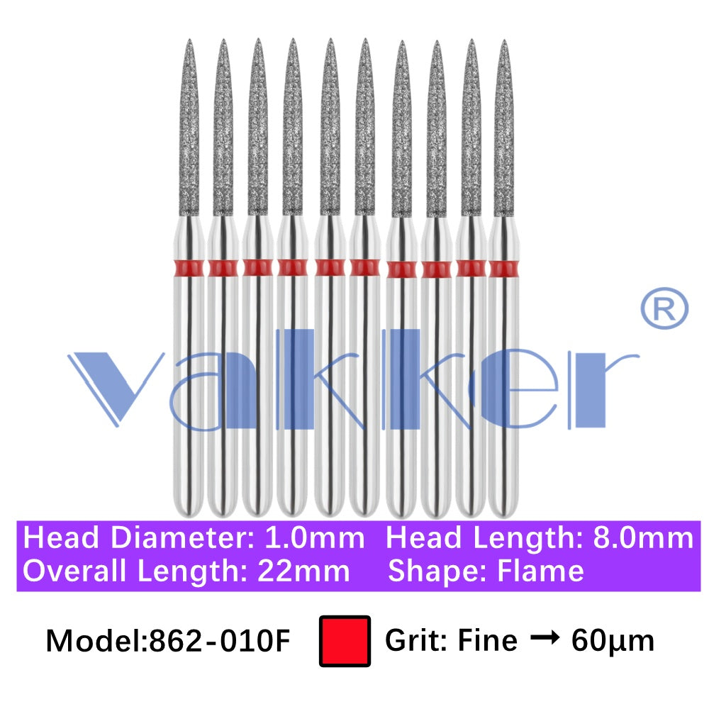 Vakker® Diamond Burs Flame Diamonds 10/pk