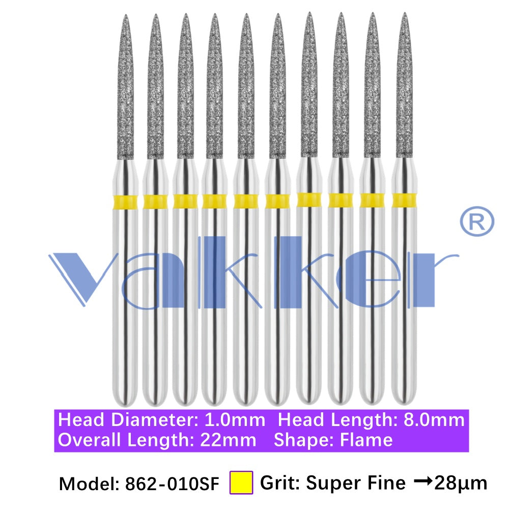 Vakker® Diamond Burs Flame Diamonds 10/pk