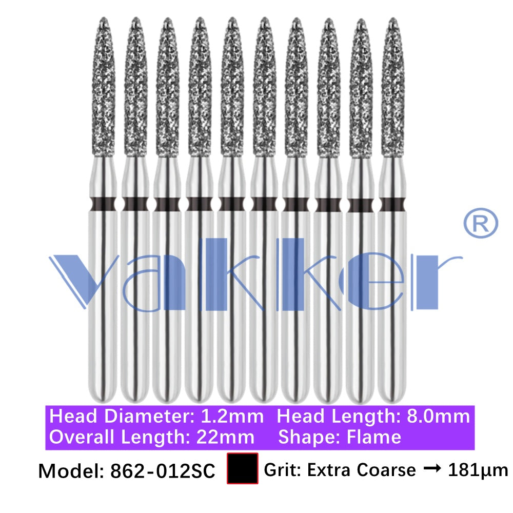 Vakker® Diamond Burs Flame Diamonds 10/pk