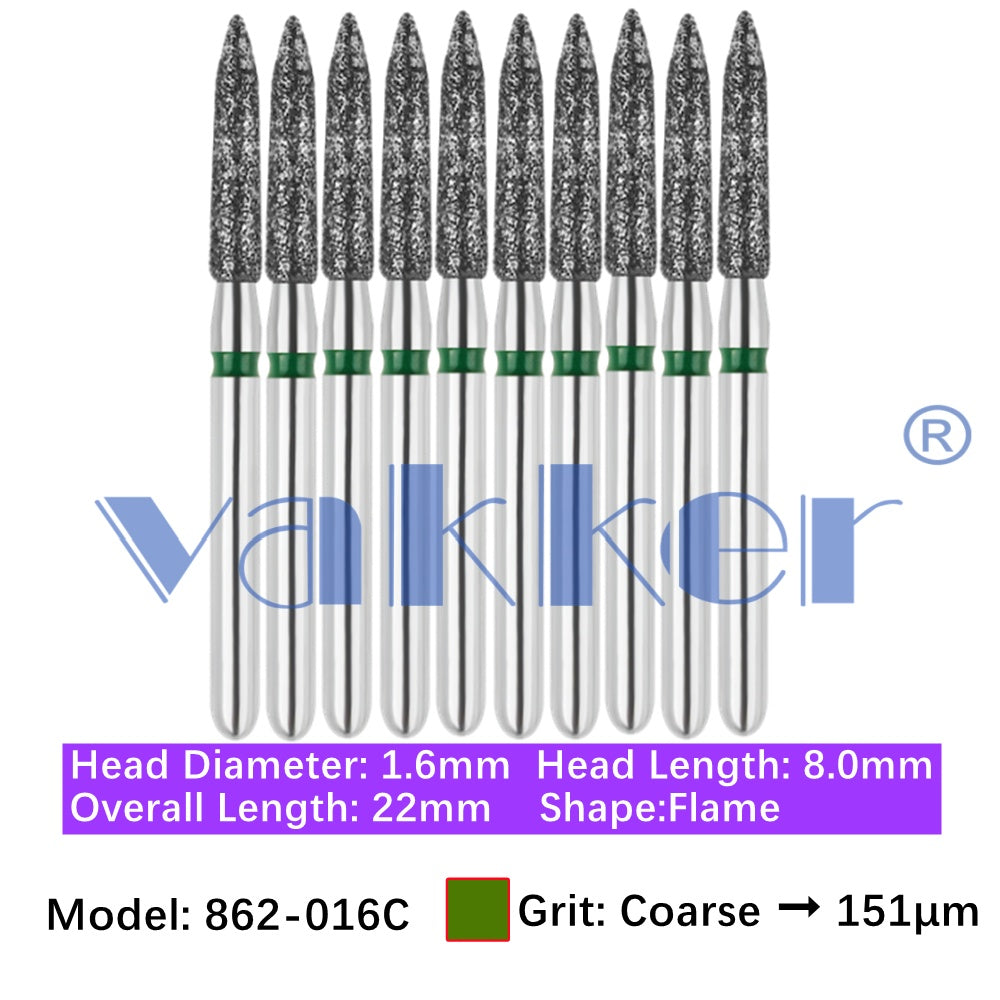 Vakker® Diamond Burs Flame Diamonds 10/pk