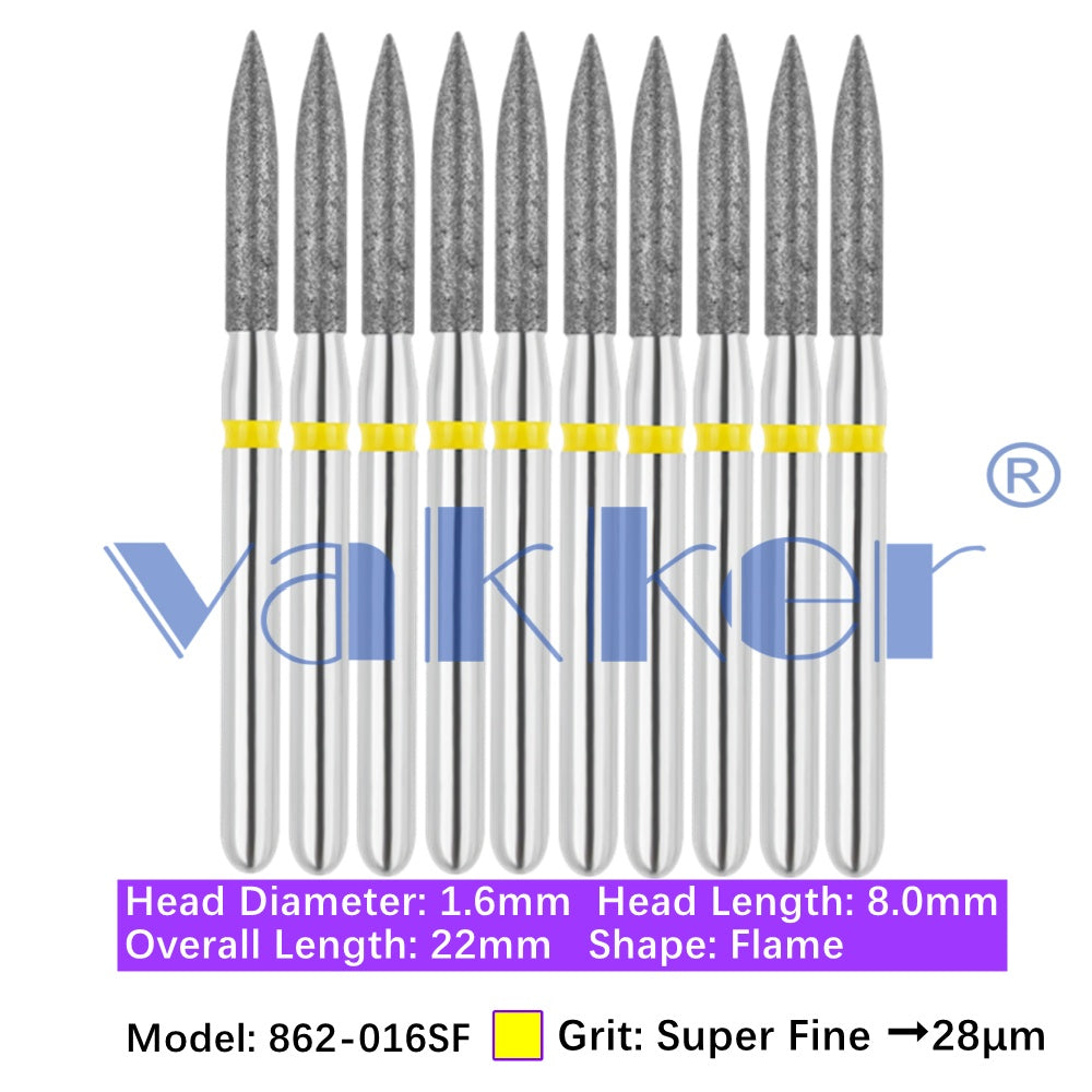 Vakker® Diamond Burs Flame Diamonds 10/pk