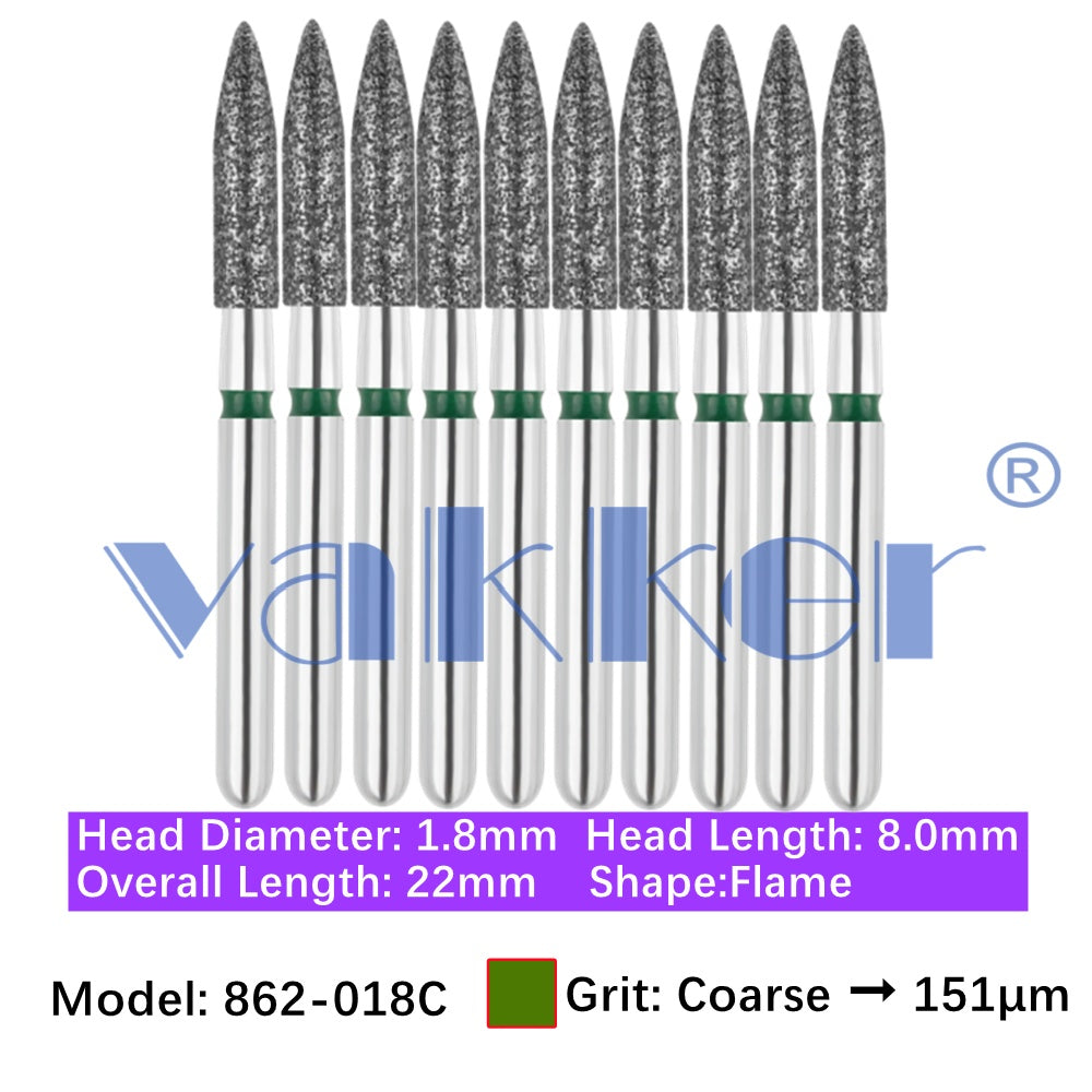 Vakker® Diamond Burs Flame Diamonds 10/pk