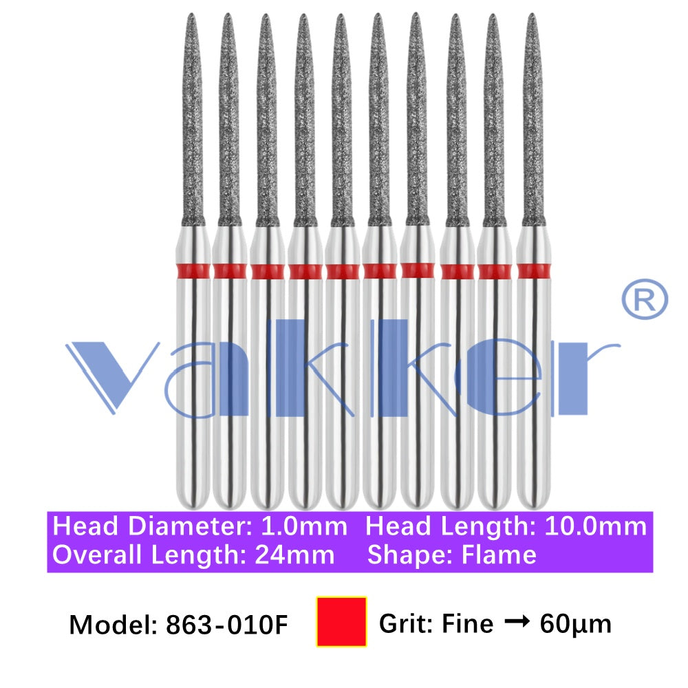 Vakker® Diamond Burs Flame Diamonds 10/pk